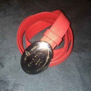 Prada belt with silver logo buckle